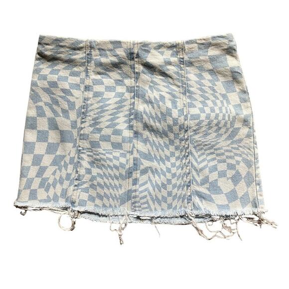 Tinsletown Fitted Mini Skirt Raw Hem (M) Junior Blue Graphics - Picture 2 of 13